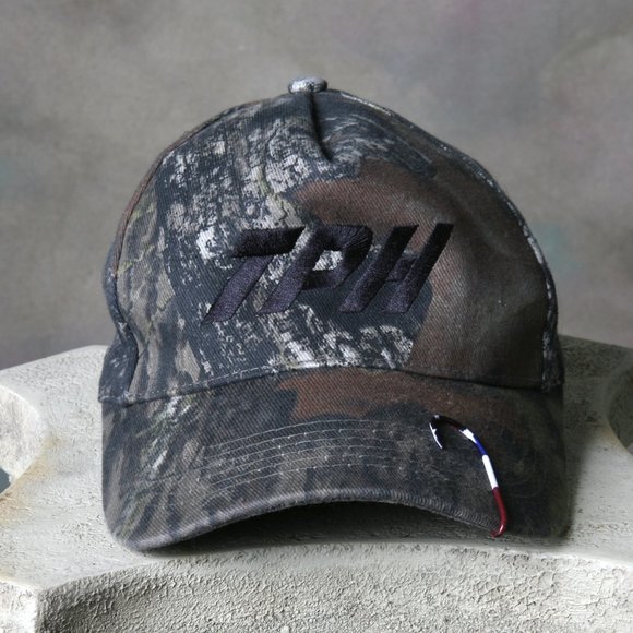 TPH Camo Baseball Cap with Fishing Hook Pin on Bill Adjustable - Picture 3 of 9